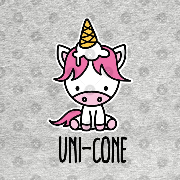 Funny Unicorn pun puns cute Uni-cone ice cream Kawaii by LaundryFactory